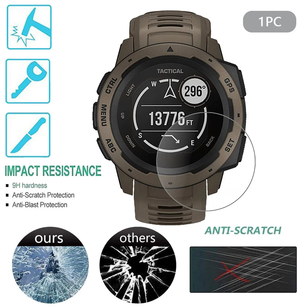 Ouhaobin 1/3/5pcs Tempered Glass Screen Protector for Garmin Instinct-Tactical Smart Watch Protective Film 1017#2 | Электроника