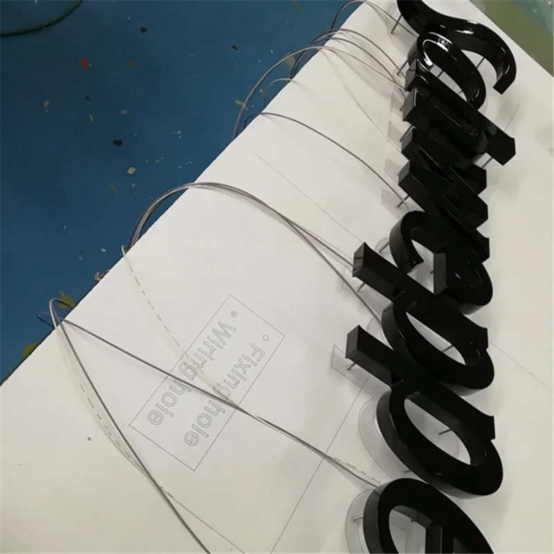 3D рекламный задний светящийся знак из нержавеющей стали гало светодиодные буквы