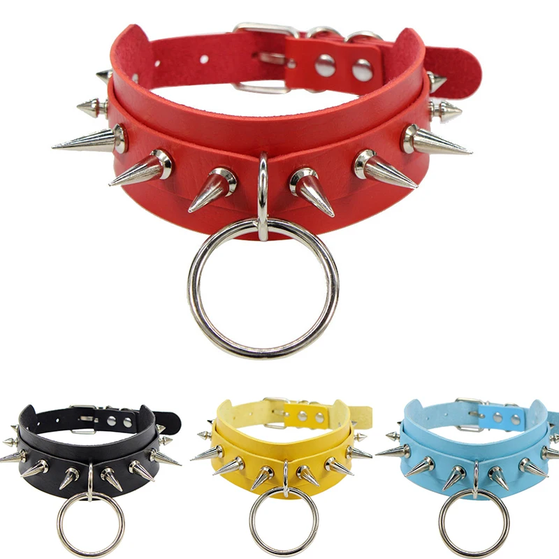 Женский кожаный ошейник чокер Goth Punk черное ожерелье с шипами в стиле Харадзюку