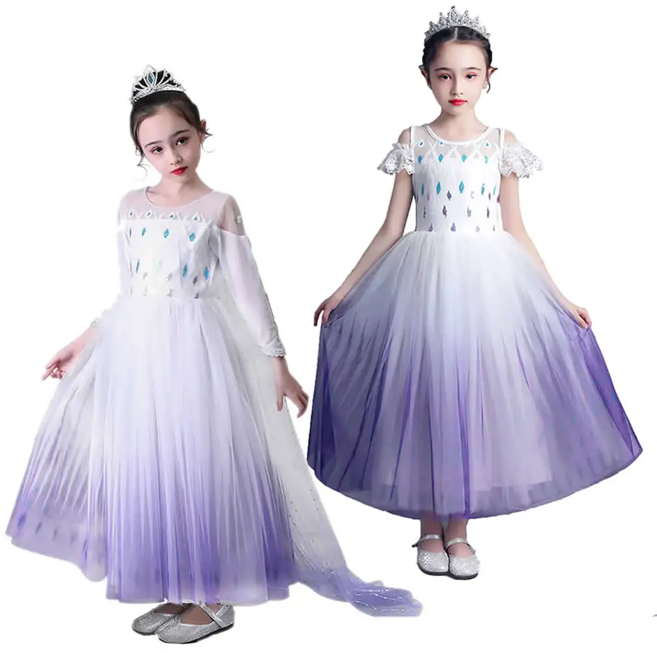 Эльзы кружевное платье принцессы с блестками Детские Снежная королева 2 платья