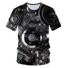 Мужская футболка с 3D изображением мотоцикла, одежда в стиле панк, ретро, механическая футболка, забавные мужские футболки
