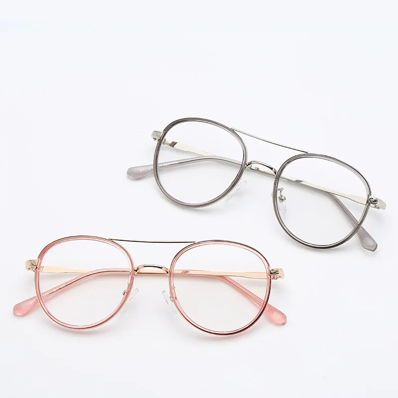 Ретро Круглые очки оправа Для мужчин женщин двойной луч дизайн оптические оправы