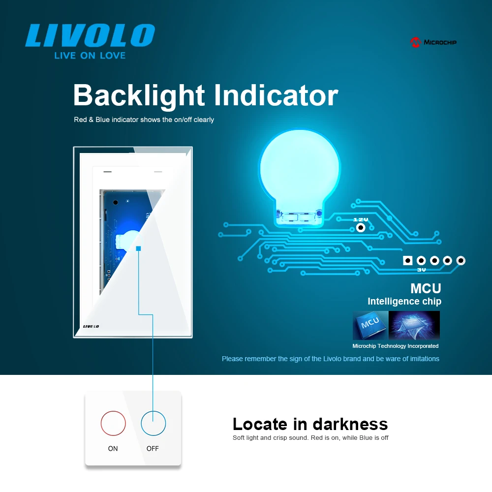 Выключатель LIVOLO C5 вертикальный настенный светильник ный экран 2Way Cross Control AC 110-250 В
