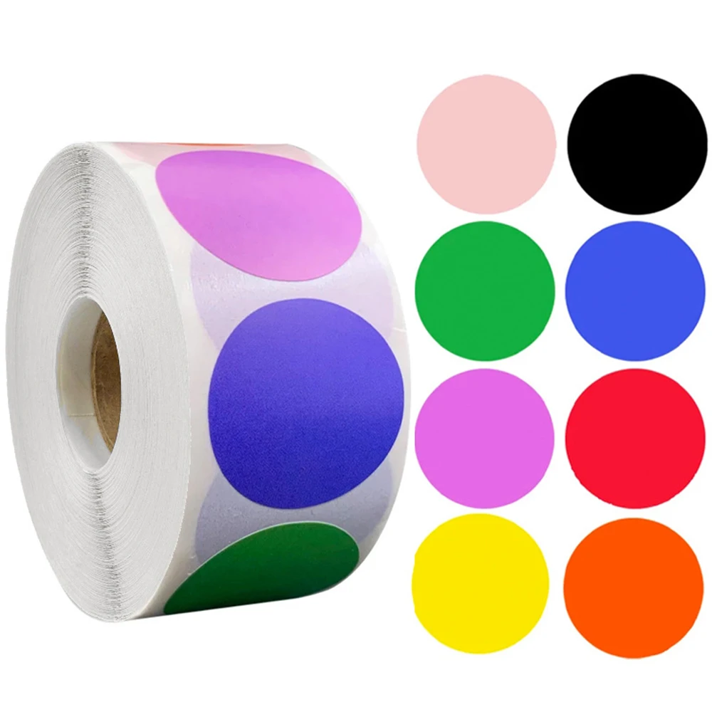 100-500pcs Chroma Labels Stickers Color Code Dot Labels Stickers 1 Inch Round Red, ,Yellow,Blue,Pink,Black,Stationery Stickers1