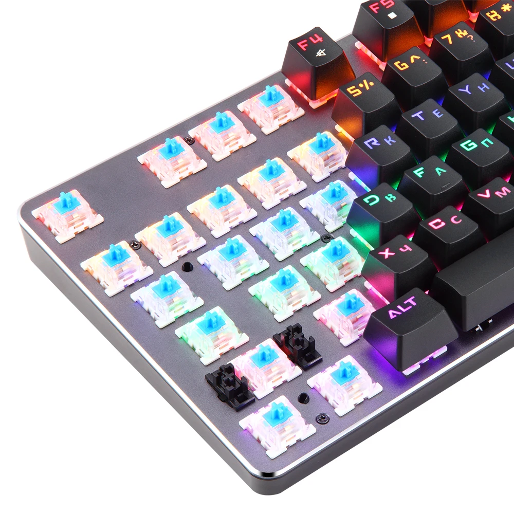 Механическая клавиатура RGB с 104 клавишами русская игровая английский синий