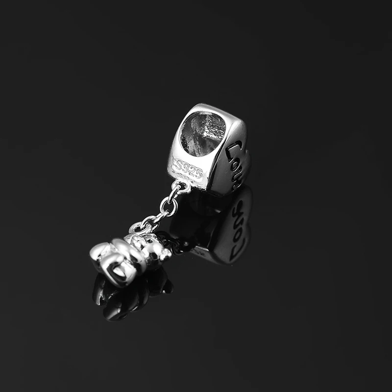 New DIY Gift heart shape 925 Sterling Silver love and cute bear charm fine beads Fit Original europeu Charms Bracelets making | Украшения и
