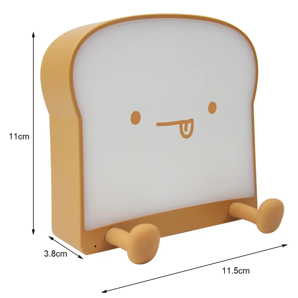 

Funny Cartoon Toast LED Night Light Bedside Rechargeable Cute Table Lamp Children's Room Decoration Furniture Gift Supplies
