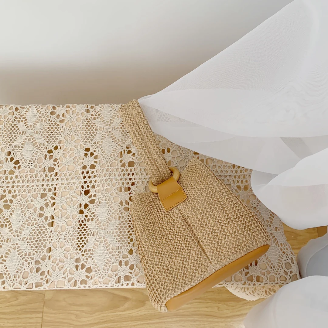 

Cute Mini Summer Fashion Ladies Straw Bag Vintage Female Small Travel Portable Beach Bag Female Woven Shoulder Bags Clutch Purse