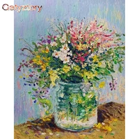 gatyztory frame flowers diy painting by numbers street wall art picture by numbers acrylic canvas by numbers for home decors
