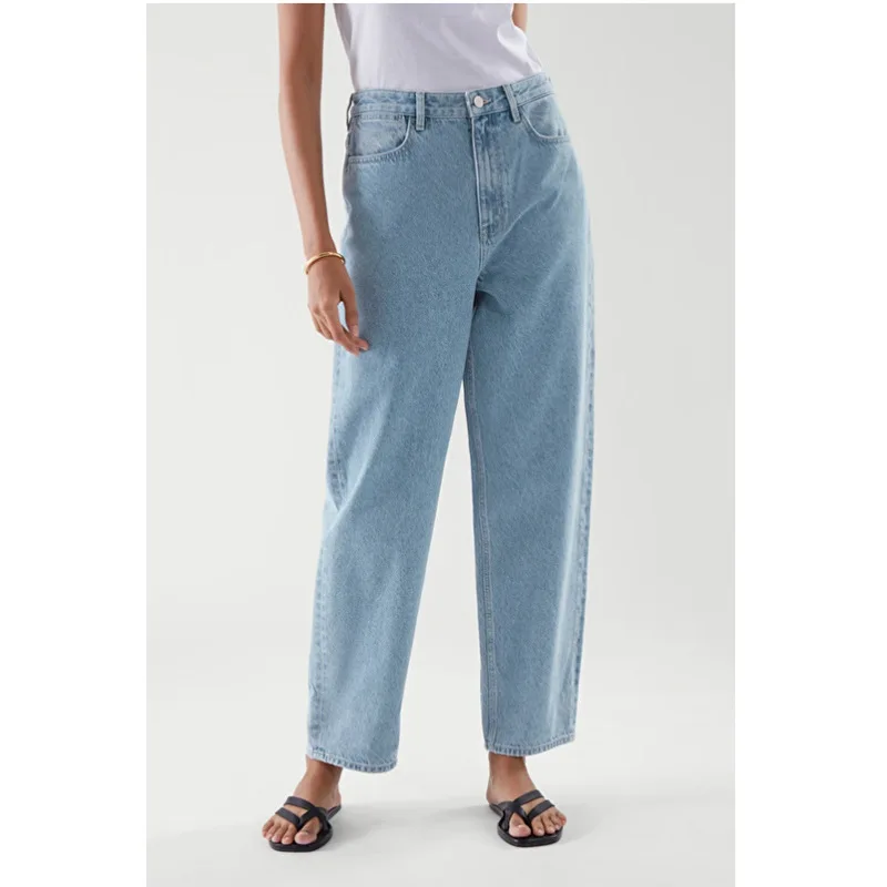 

Women Jeans Pants 2021 Spring and Summer New Style Ladies 100% Cotton High Waist Solid Color Jeans