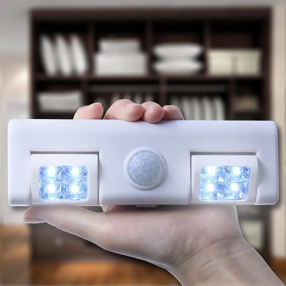 90 градусов 8LED под шкаф светильник движения PIR Сенсор Кухня лампа Ночной ABS монден