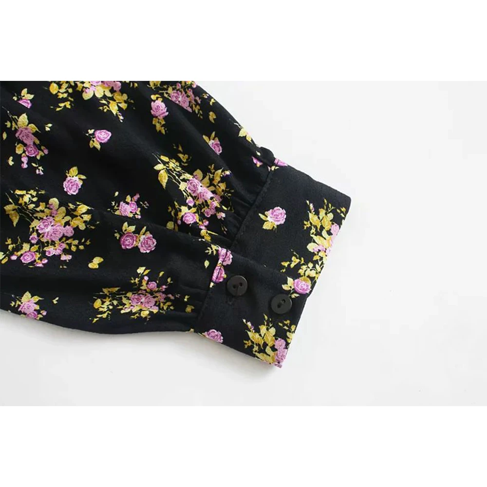 

2020 New Women Dress Printed V-neck Long Sleeves pronounced shoulders Mini Dress elegant Femme Robe Ropa Mujer Vestidos