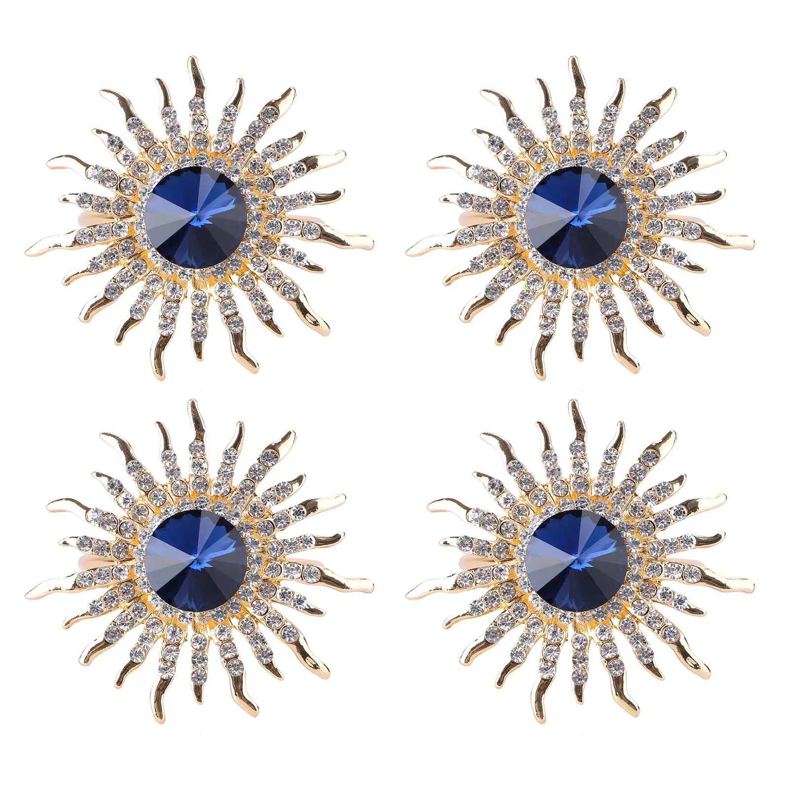 

4pcs Napkin Rings Sparkling Artificial Diamond Dinning Table Settings Napkin Buckles Napkin Holders for Dinner Event