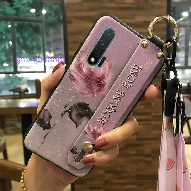 Waterproof Wrist Strap Phone Case For Huawei NOVA6 4G Wristband Dirt-resistant Anti-dust Shockproof Cover Silicone Flower Series | Мобильные