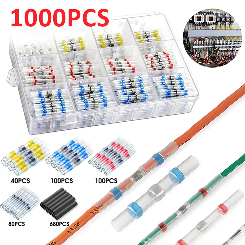 

1000 Pcs Solder Extrusion Terminals Block Cable Termination Solder Seal Sleeve Heat Shrink Wire Connectors Insulated Butt Splice