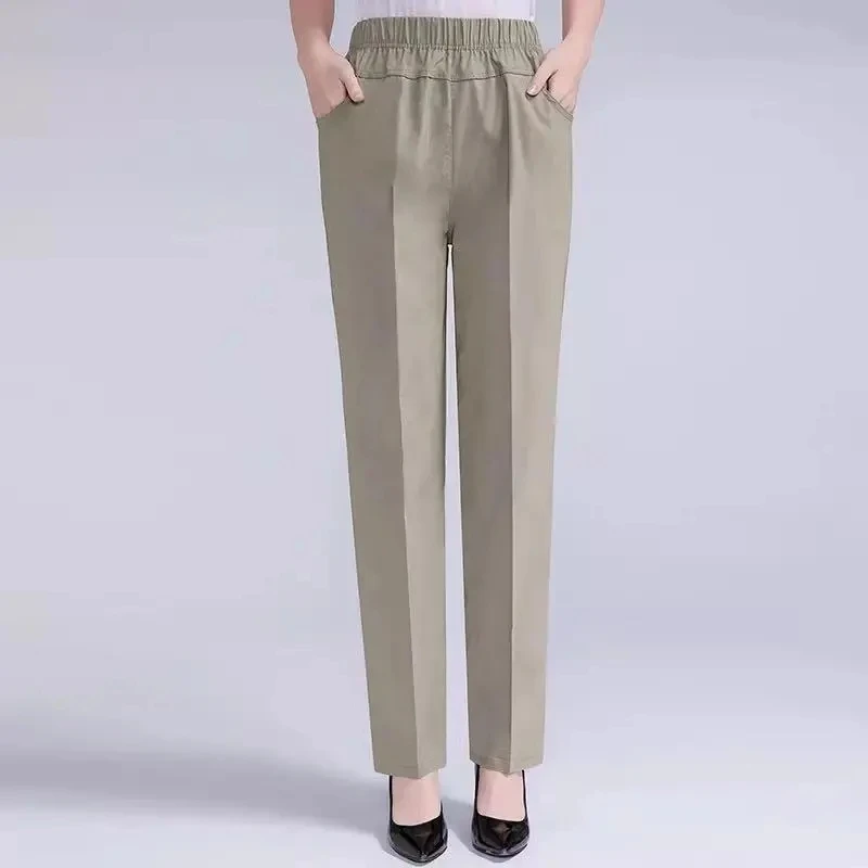 Брюки для матерей женщин Новинка лета 2021 брюки среднего возраста тонкие прямые
