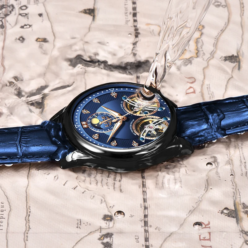 

2020 LIGE Brand Men Watches Automatic Mechanical Watch Tourbillon Clock Leather Casual Business Retro Wristwatch Relojes Hombre