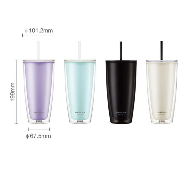 Стакан для воды в форме трубочки двухслойный с защитой от ожогов 750 мл - купить по