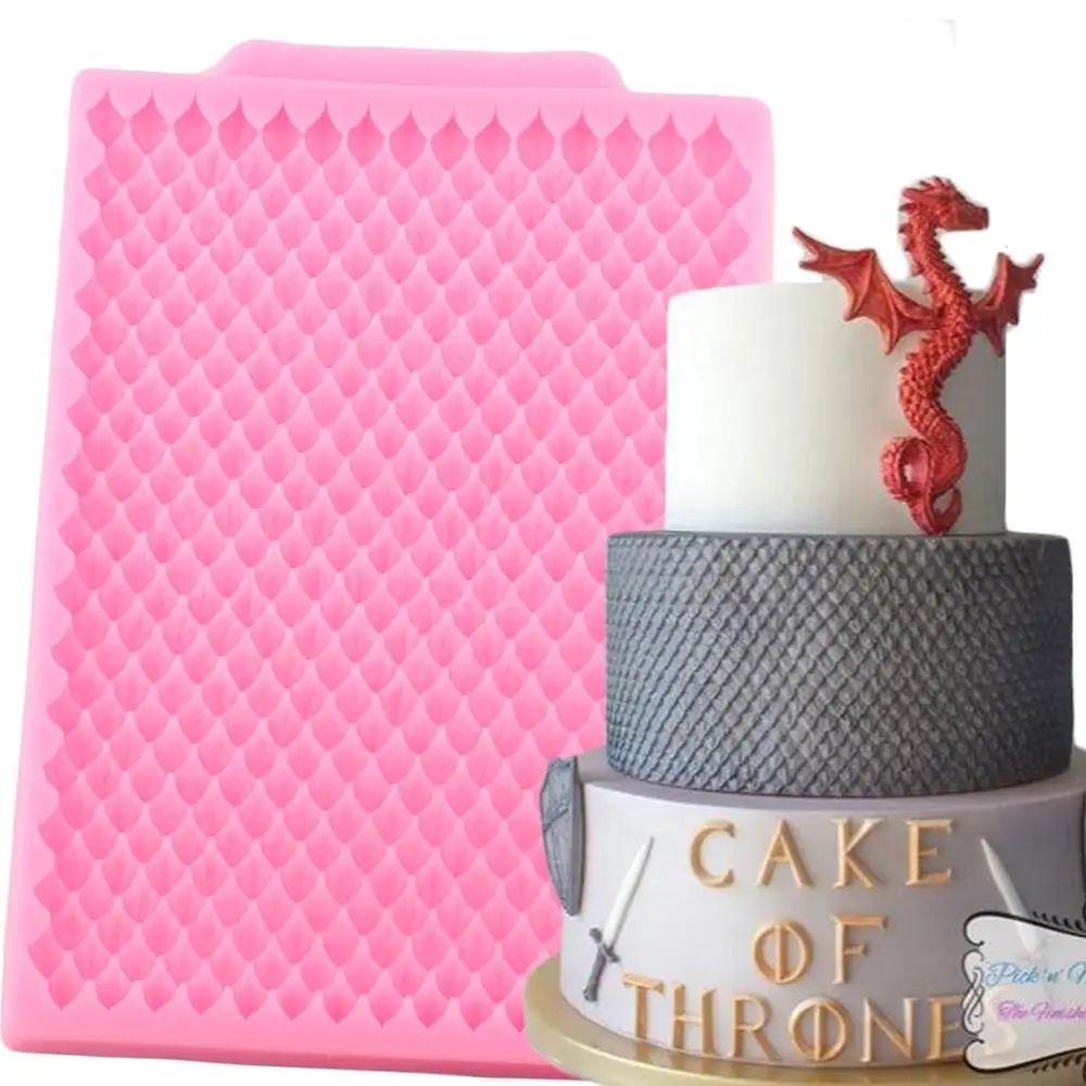 Dragon Scales Silicone Lace Molds Cake Border Fondant Mold Baby Birthday Cake Decorating Tools Candy Chocolate Gumpaste Moulds