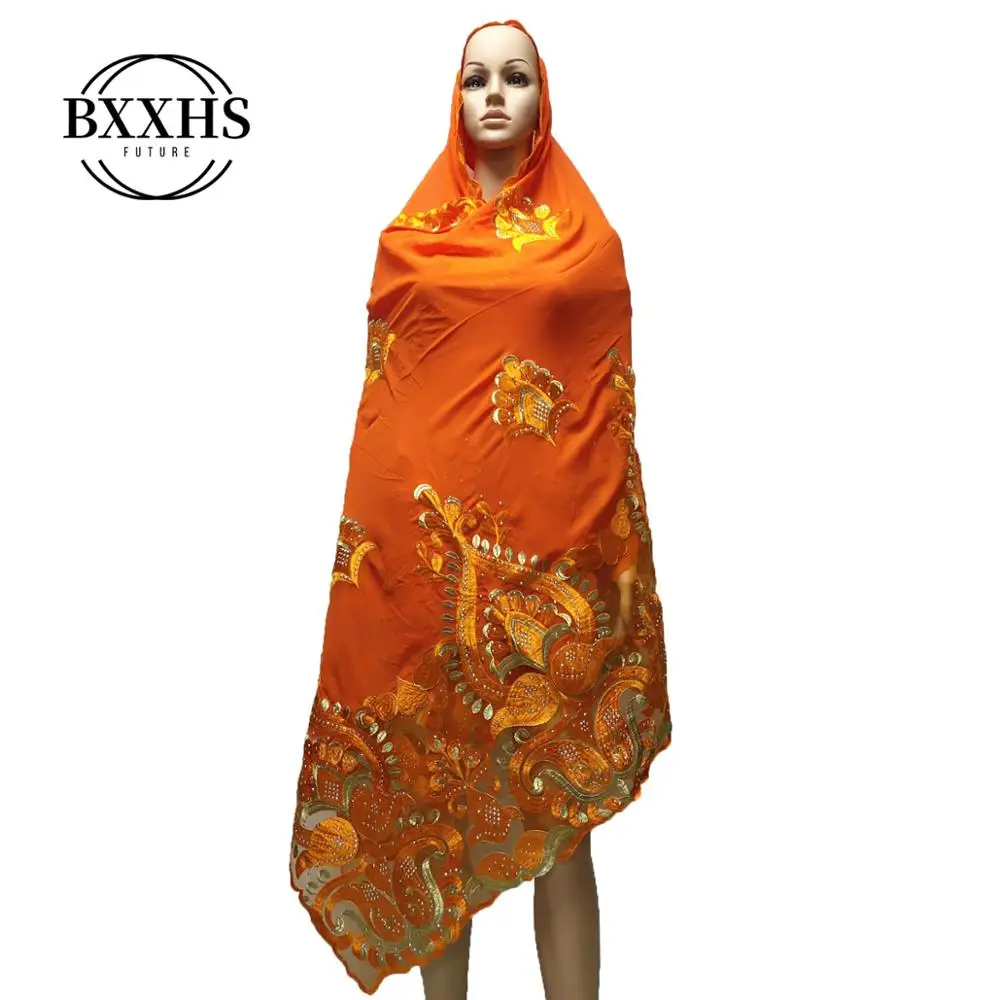 Высококачественный шифоновый шарф для мусульманских женщин с вышивкой из шифона