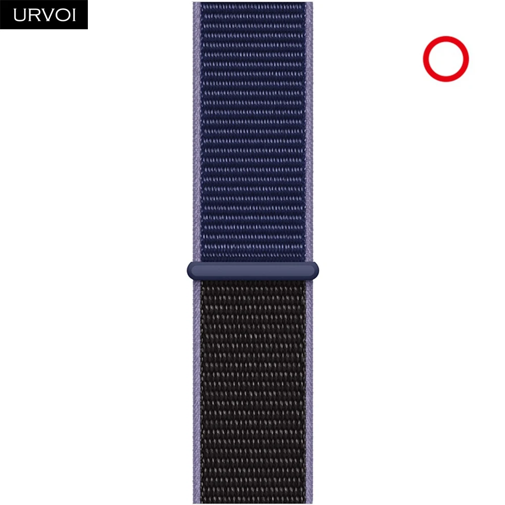 URVOI, Спортивная петля для apple watch, серия 4, 5, 3, 2, 1, ремешок для iwatch, двухслойный Воздухопроницаемый ремешок, тканый нейлоновый дракон, фрукты, 44 мм - Цвет ремешка: Midnight blue Black