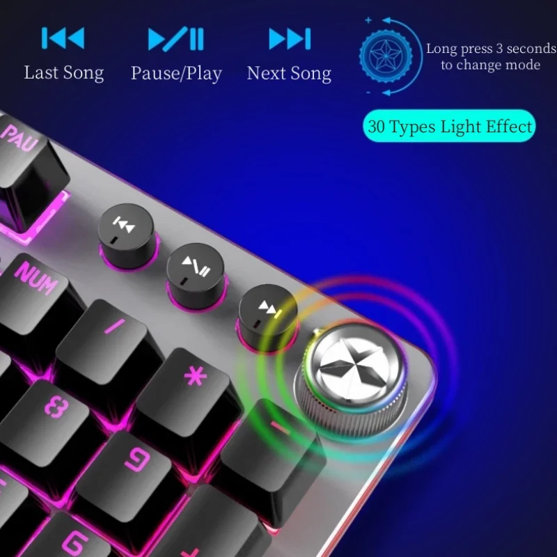 Pink Mechanical Gaming Keyboard For PC/Laptop USB Wired Gamer With RGB Backlight/Side Light Blue Swicth |