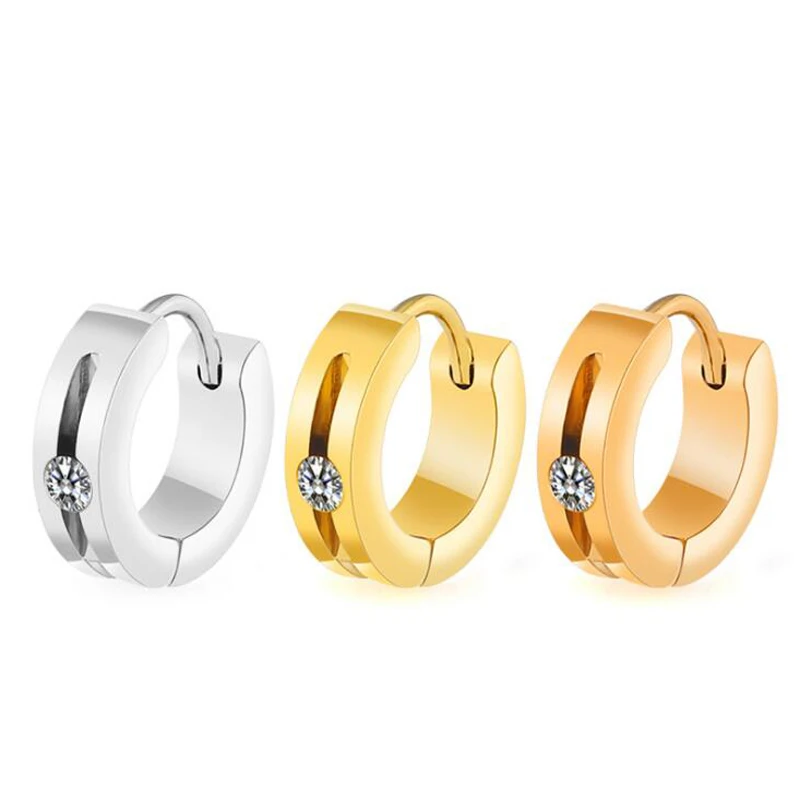 Женские готические серьги кольца из нержавеющей стали с кубическим цирконием 4*9