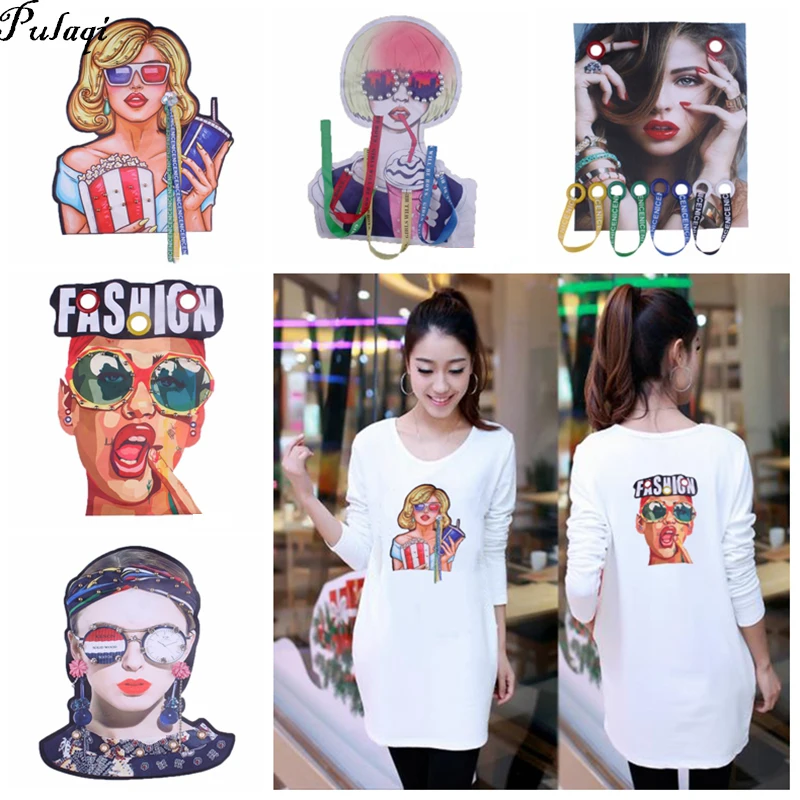 3D нашивки для футболок сделай сам большие наклейки популярный мультяшный принт