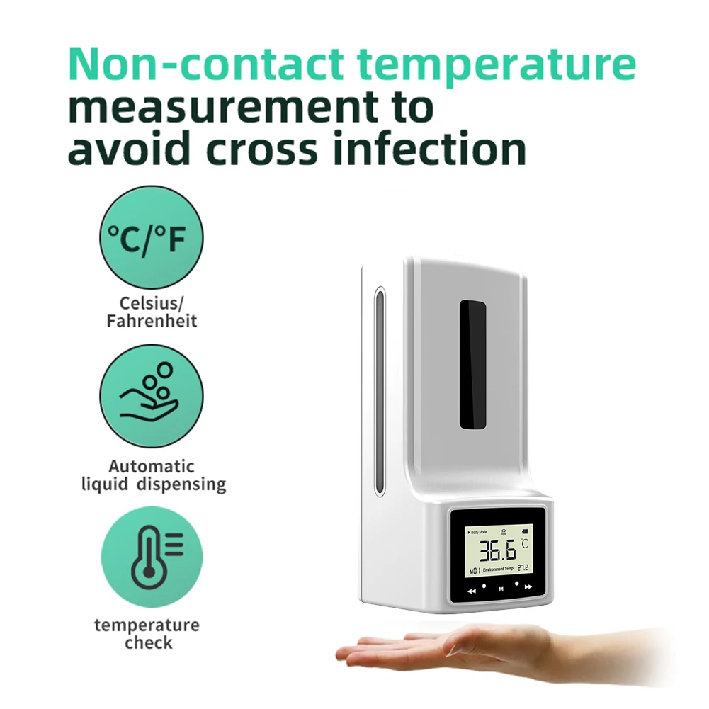 

Automatic Soap Dispenser Wall-Mounted Thermometer Temperature Display Hand Washer with Alarm Smart 1000ml Soap Dispenser