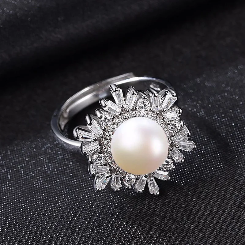 Женское кольцо из серебра 925 пробы с искусственным жемчугом | Украшения и