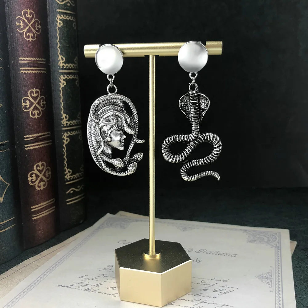 Готический Темный Панк Цвет: старое серебро Медуза королева Гидра Голова змея