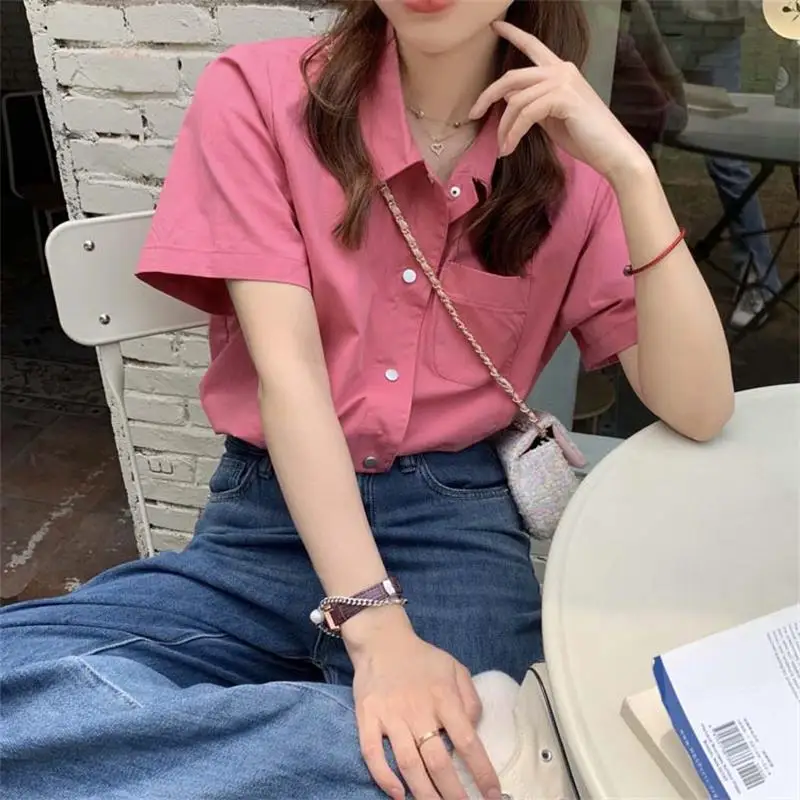 

Loose Casual Lazy Solid Color Shirt Women's Shirts Ulzzang Japanese Kawaii Vintage Female Korean Harajuku Cute Clothes For Women