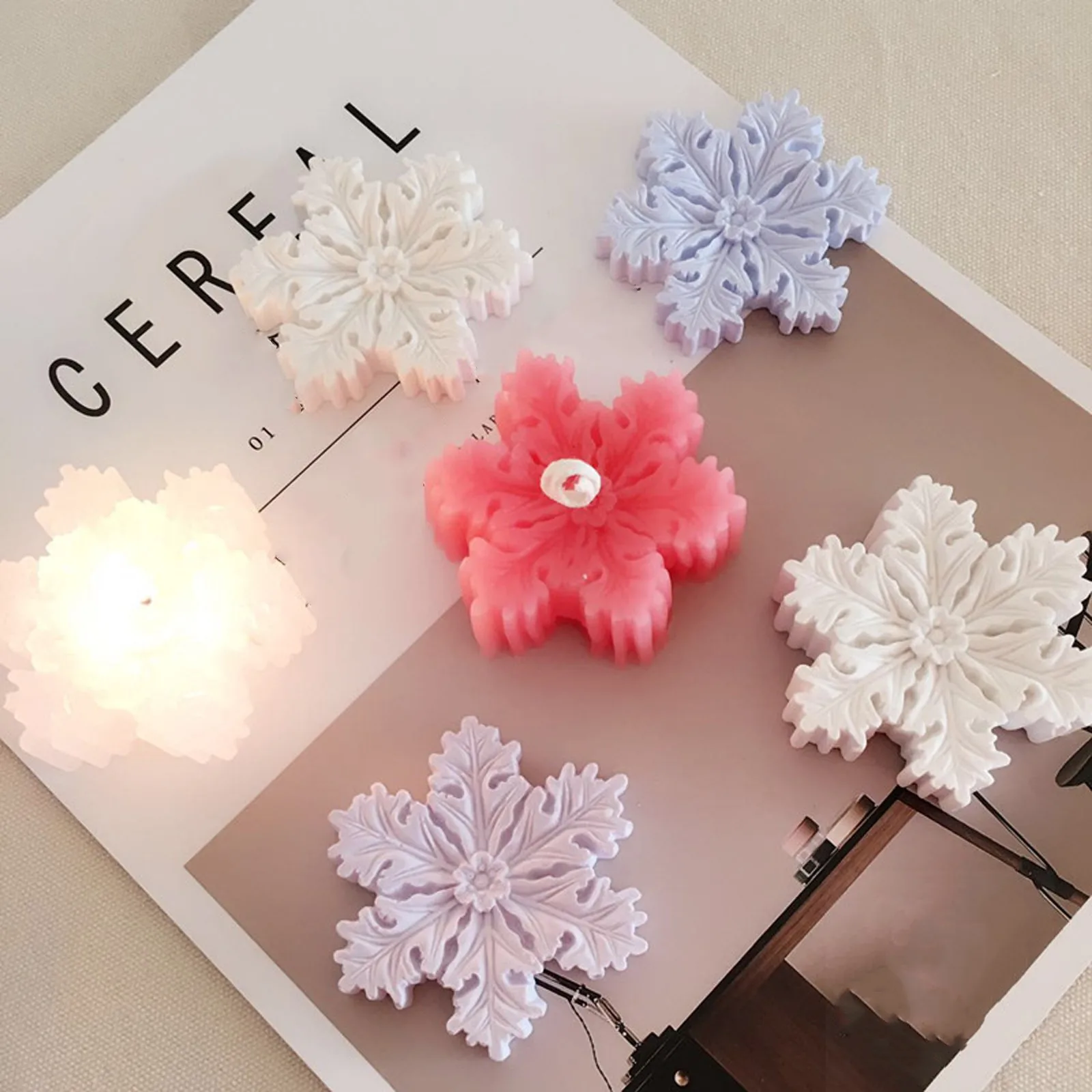 

Silicone Cake Mold Snowflake Candle Mould Baking Tools Chocolate Jelly Pudding Making Tool Baking Soap Diy Craft Bakeware #632