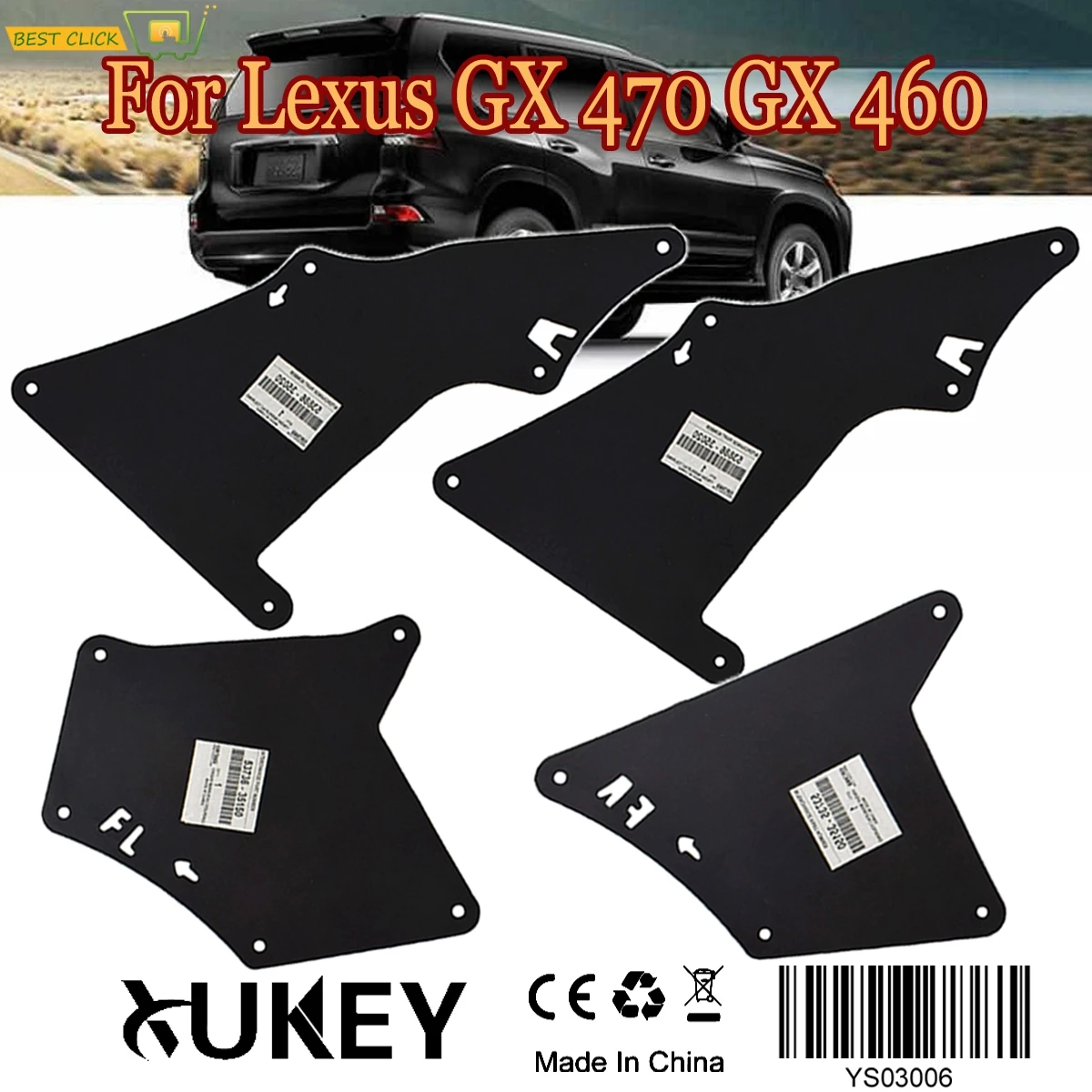 

53735-35150 Splash Shield Fender Liners for Lexus GX470 GX460 GX 470 460 2003 - 2020 Apron Seal Mud Flaps Guards W/Clips Flares