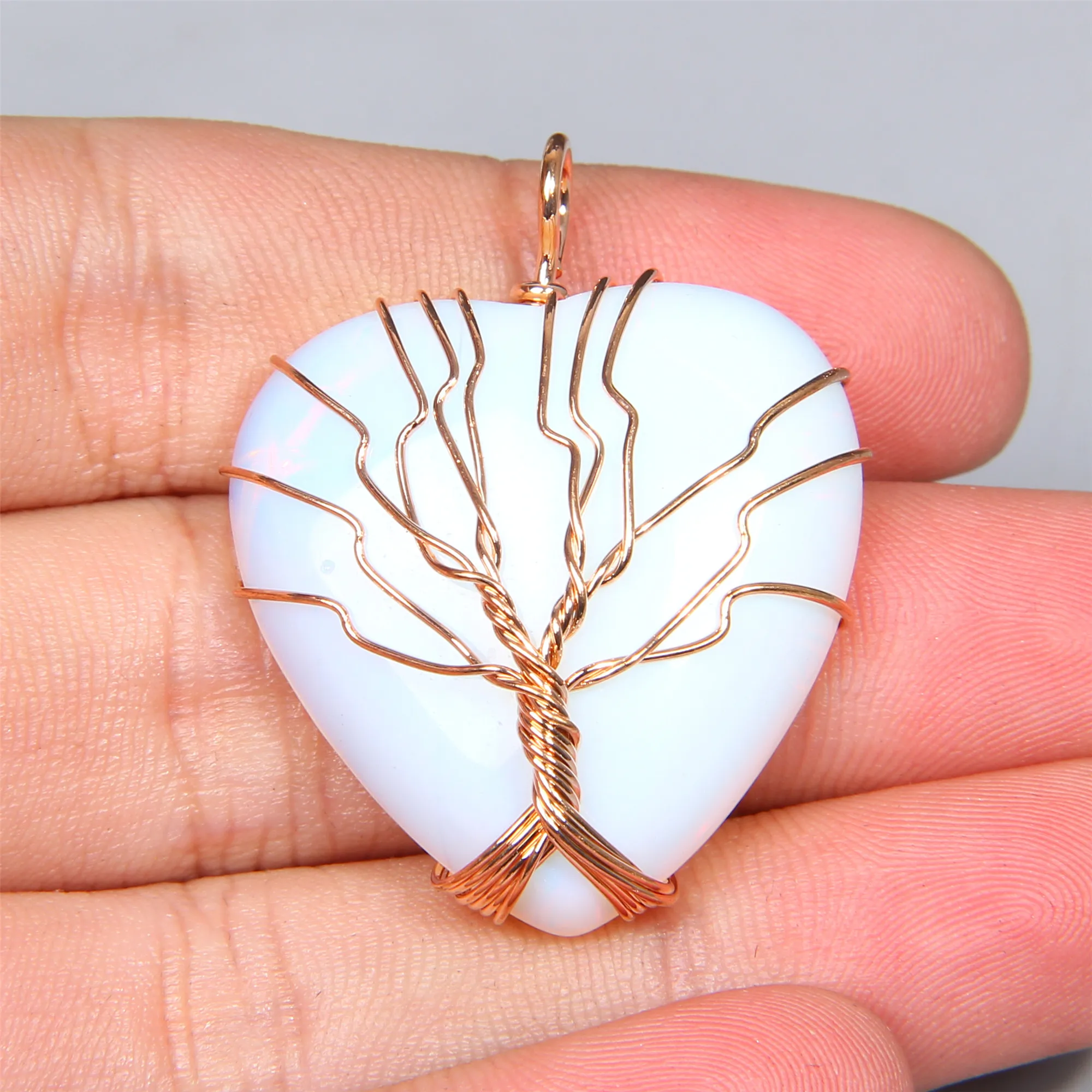 Ожерелье из белого опала 1 шт. подвеска драгоценного камня в виде сердца для