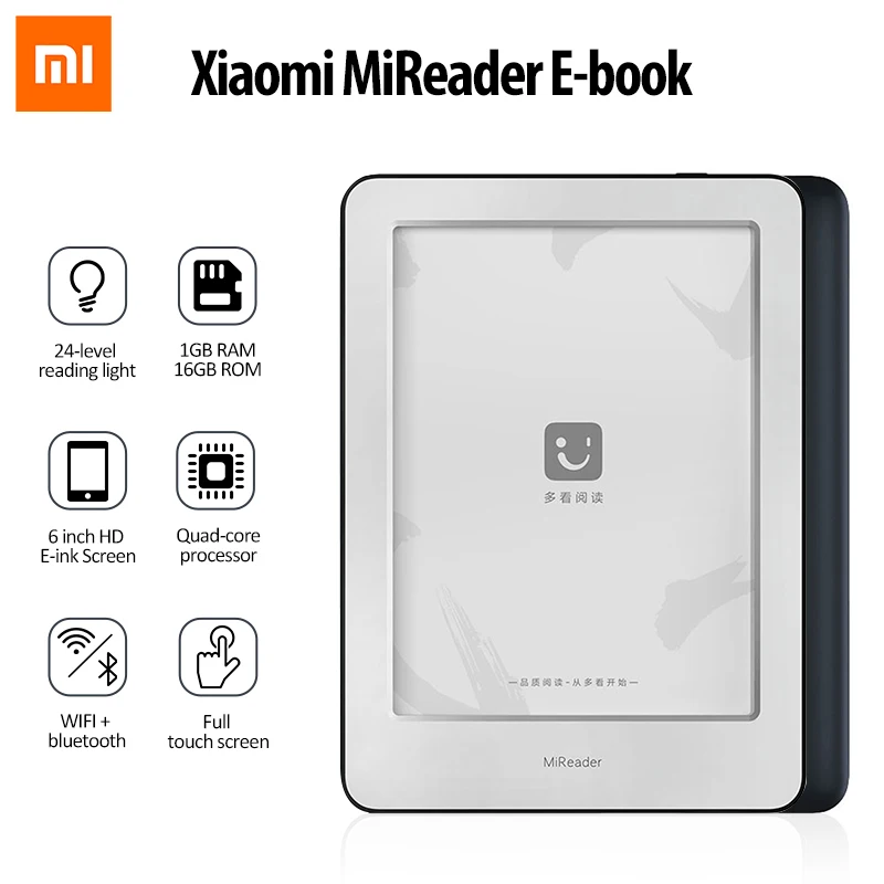 Устройство для чтения электронных книг Xiaomi Mi 1 Гб + 16 ГБ Android HD 6 дюймовый Wi Fi bluetooth