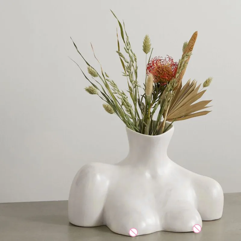 Ваза для тела средней длины женщин Керамическая скульптура бюста органайзер