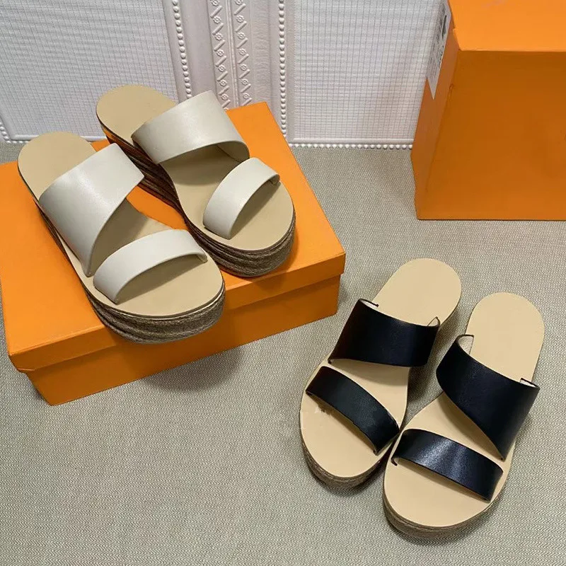 

Wedges Retro Style Women Casual Slippers Platform Genuine Leather Increasing Female Street Walking Shoes Summer Mujer New Shoes