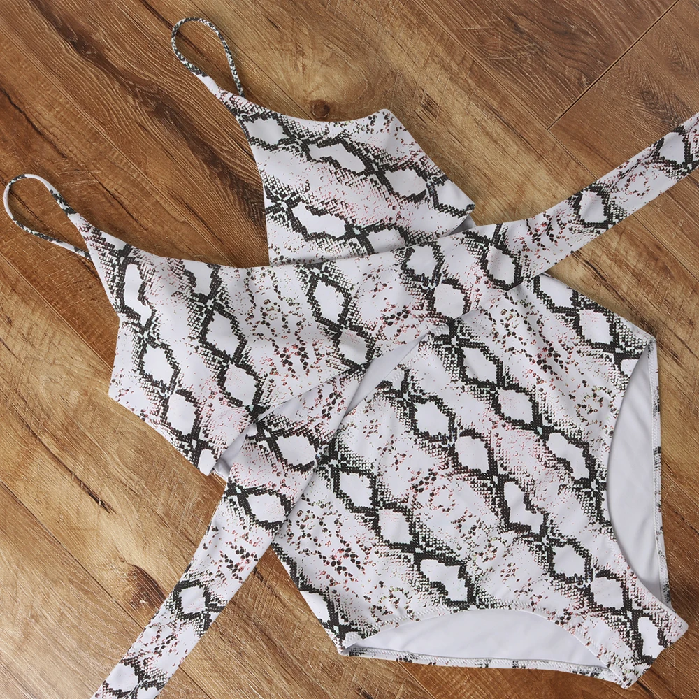 Цельный купальник женский сексуальный с перекрестными ремешками высокая талия