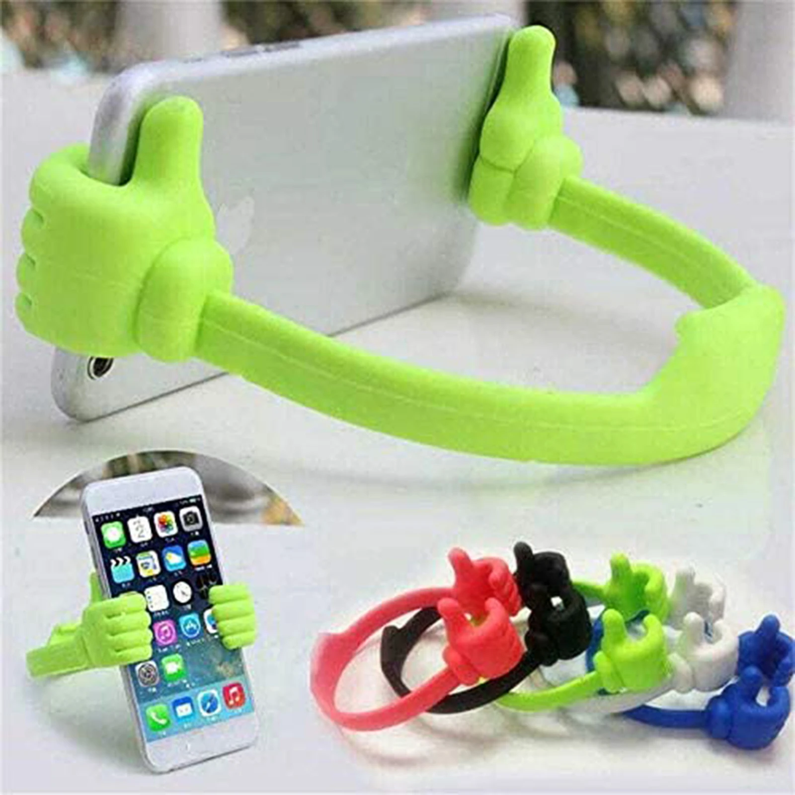 

Thumb Up Cell Phone Holder Movie Watching Multi Colors Adjustable Silicone Tablet Stand Portable Desktop Stand for Mobile Phone