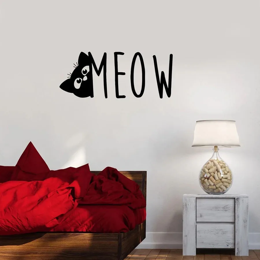 

Meow Wall Decal Cat Pet Store Phrase Cute Vinyl Window Sticker Kids Bedroom Nursery Baby Room Home Decor Lovely Art Mural S1387