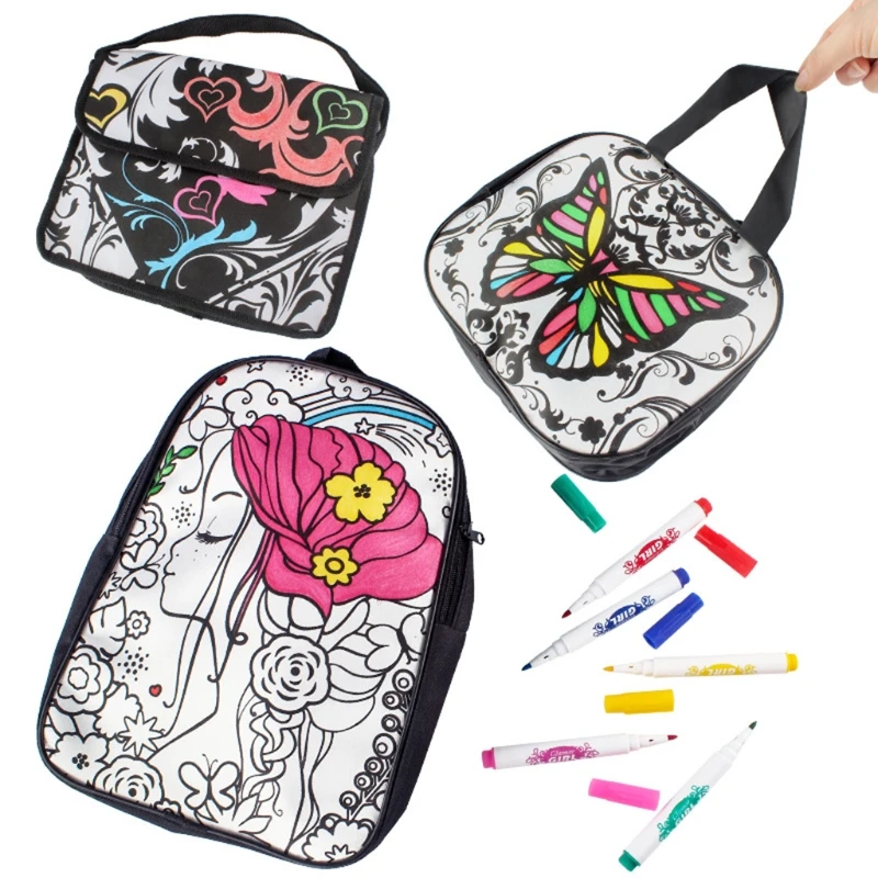 

Graffiti Painting Tote Bag Antistress Puzzles Eco-friendly Educational Toy Children DIY Art Crafts Materials with Painting Pens