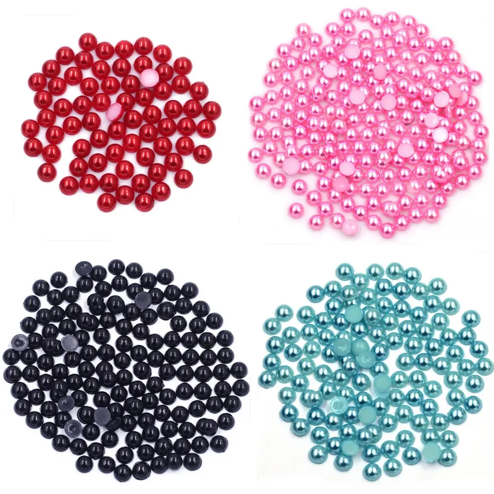 

100Pcs 4 Colors Cameo Cabochon Resin Imitation Pearl Bead Flatback Half Round For Nail Art Craft Jewelry DIY Decoration 9mm