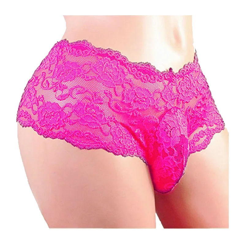 

Mens Lace Underwear Boxers Thin See Thru Comfortable Penis Pouch Sexy Gay Sissy Man Transparent Underpants Boxer Shorts Panties