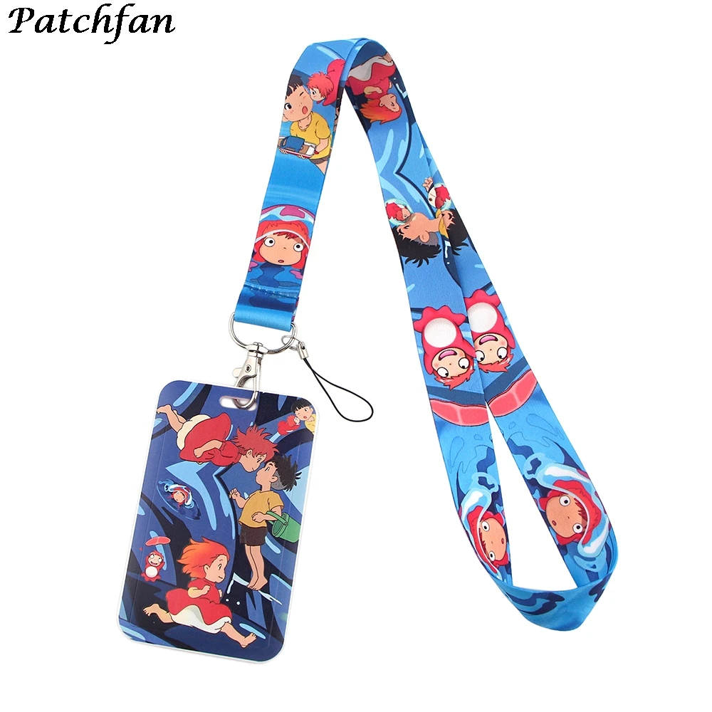 

20pcs/lot AD401 Patchfan Cartoon Lanyard Keychain keys Badge ID Mobile Phone Rope Kids Gifts Lanyard With Card Holder Cover
