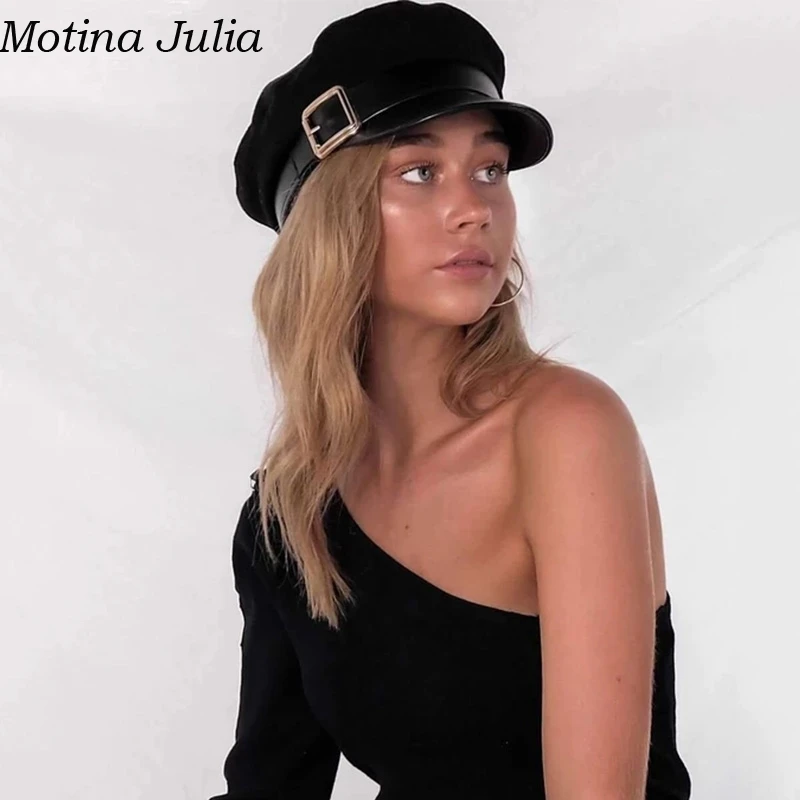 Осенне-зимняя теплая Женская шапка Motina с козырьком Милая Сексуальная элегантная