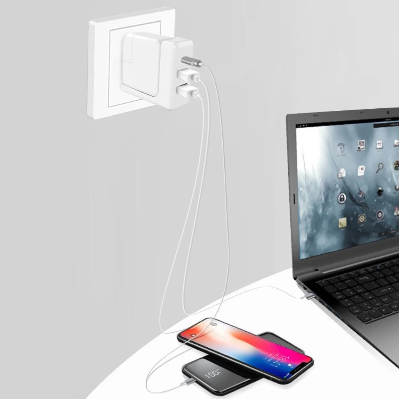 

Type-C three-in-one Charge power adapter extender one for three -Apple 30W QC3.0 QC2.0 PD Fast Charger For Pro -Samsung
