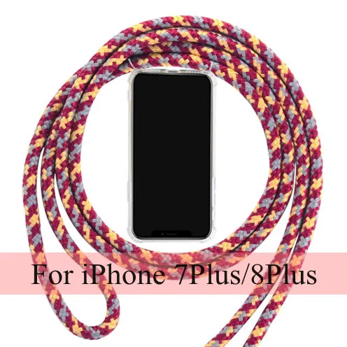 Чехол с шнурком и цепочкой для iphone 7, 8 plus, X, XS, оболочка, Кроссбоди, ожерелье, ремешок, чехол для телефона s, для iphone 7, P, 8, P, 7, 8 plus, X, XS, чехол - Цвет: 02 for iphone 7P 8P