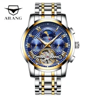 ailang 2021 fashion sport casual stainless steel strap mens watches luxury brand skeleton tourbillon week clock men watches 8508