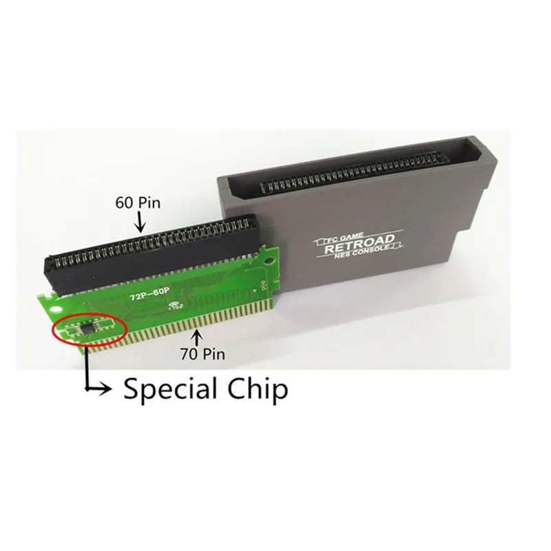 Для FC до NES 60 Pin до 72 Pin адаптер картриджа для игровой карты конвертер для NES clone консольная система